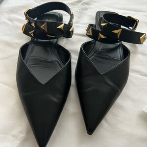 Zara Black Flats with Gold Studs